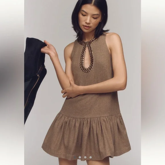 By Anthropologie beaded keyhole sleeveless minidress - Picture 5 of 15